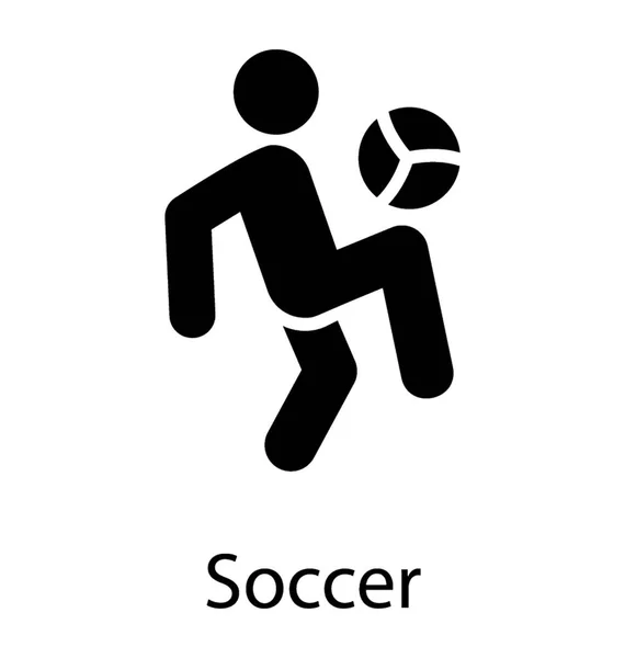 Menschlicher Avatar Tritt Mit Knien Gegen Den Ball Fußball Ikone — Stockvektor