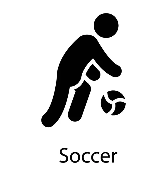 Игрок Кланяется Выбрать Мяч Предписывая Значок Футбола — стоковый вектор
