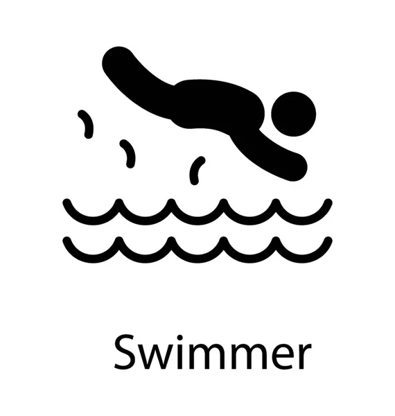 Mannen Vattnet Hoppning Position Dykning Ikon — Stock vektor