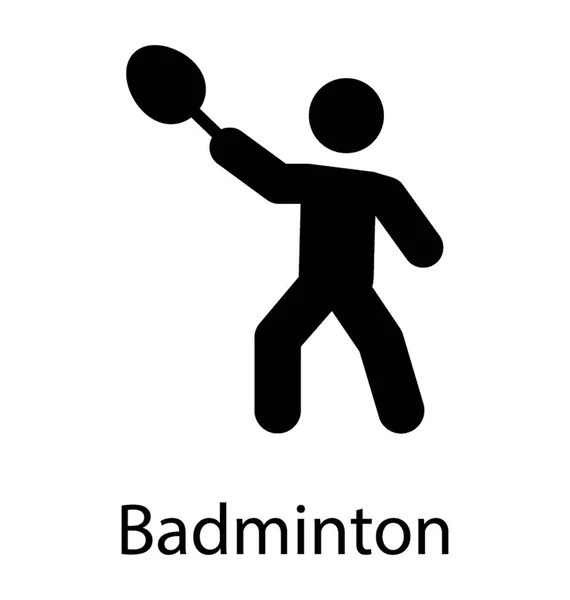 Avatar Humain Avec Raquette Action Service Indiquant Badminton — Image vectorielle