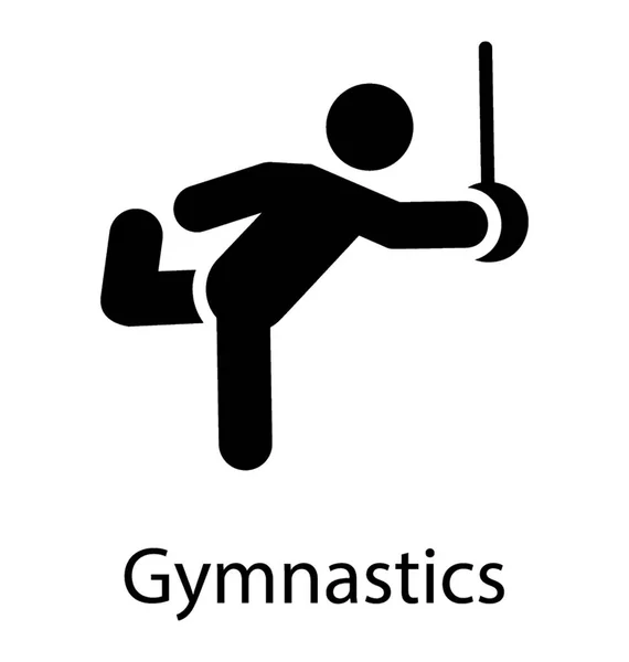 Gymnaste Tenant Anneau Clarifiant Icône Pour Gymnastique — Image vectorielle