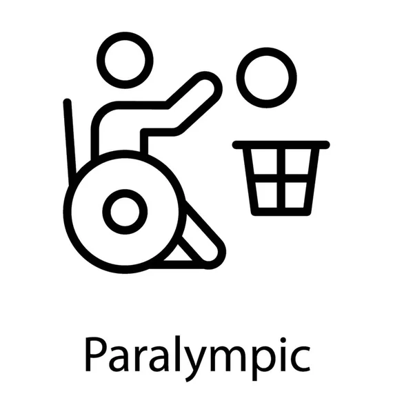 Игрок Инвалидной Коляске Бросает Мяч Корзину Концепция Паралимпийских Игр — стоковый вектор