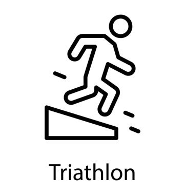 Triatlon için simge ifade eden bir eğimli yüzey çalıştıran bir avatar