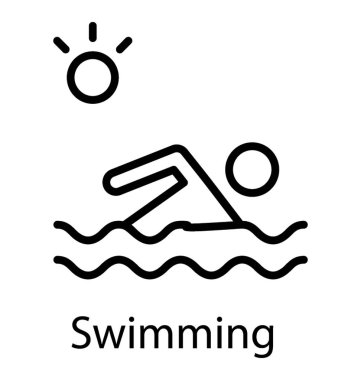 Güneşli bir gün yüzme simgeleyen bir suda insan avatar 