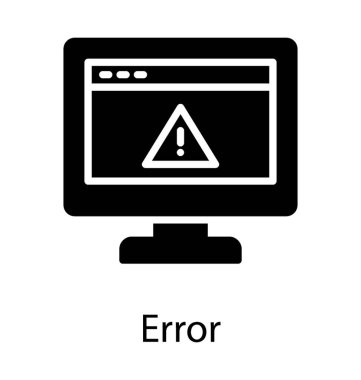 Hata kavramı göstermek için üçgen laptop perde ünlem işareti içeren Web sitesi düzeni ile zenginleştirilmiş 