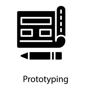 Bazı düğümler ve prototip simgesini ifade eden kalem kağıt 