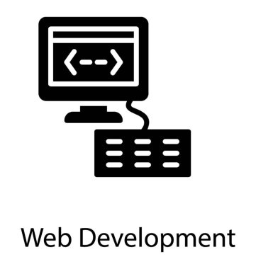 LCD ile bazı kodları ve klavye gösteren web geliştirme simgesi 