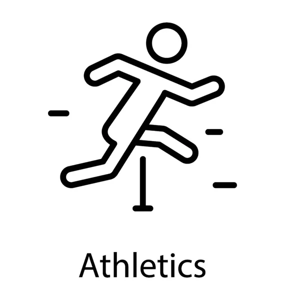 Sportovec Který Běží Trať Překážkami Označující Ikona Atletiky — Stockový vektor