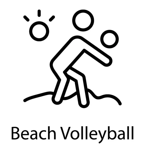 Human Hitting Ball Hands Sunny Day Make Beach Volleyball Icon — Stock Vector