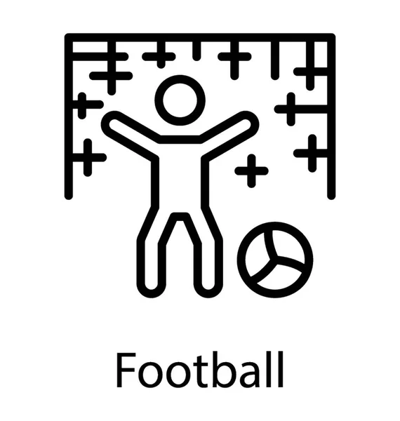 Kaleci Topu Futbol Simgeleyen Net Ulaşmasını Engellemeye Çalışıyor — Stok Vektör