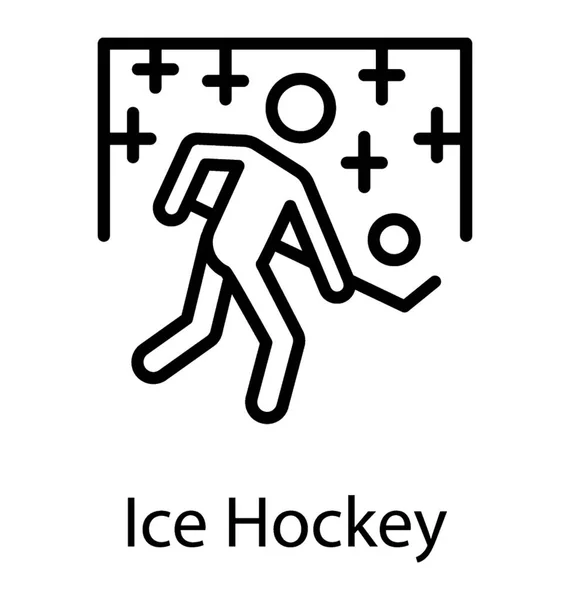图持有棍子和球为目标描绘冰球的图标 — 图库矢量图片