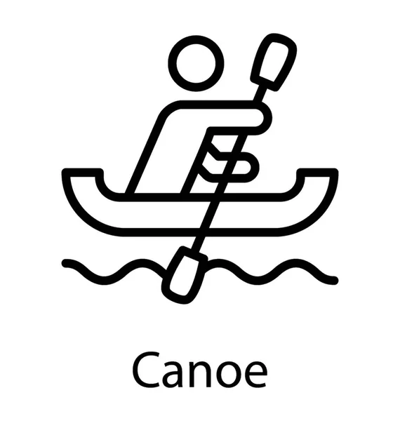Mann Boot Mit Rudern Der Hand Präsentiert Kanu Ikone — Stockvektor
