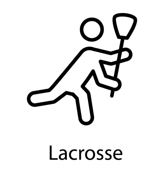 Avatar Humano Sosteniendo Equipos Deportivos Arrojando Luz Sobre Icono Lacrosse — Vector de stock