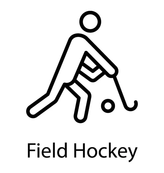 Ein Spieler Mit Gebändertem Stock Der Ball Schlägt Der Feldhockey — Stockvektor