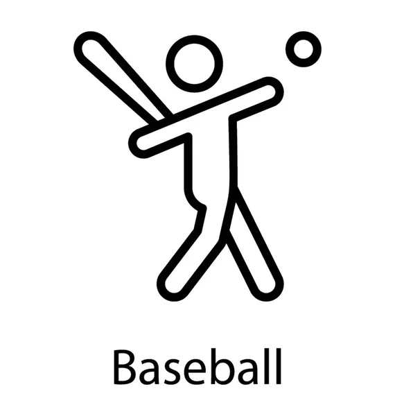 Muž Bat Míč Mlácení Představu Popsat Baseball Ikonu — Stockový vektor