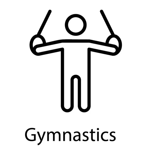 Olympian Holding Rings Trick His Action Championship Gymnastic Icon — Stock Vector
