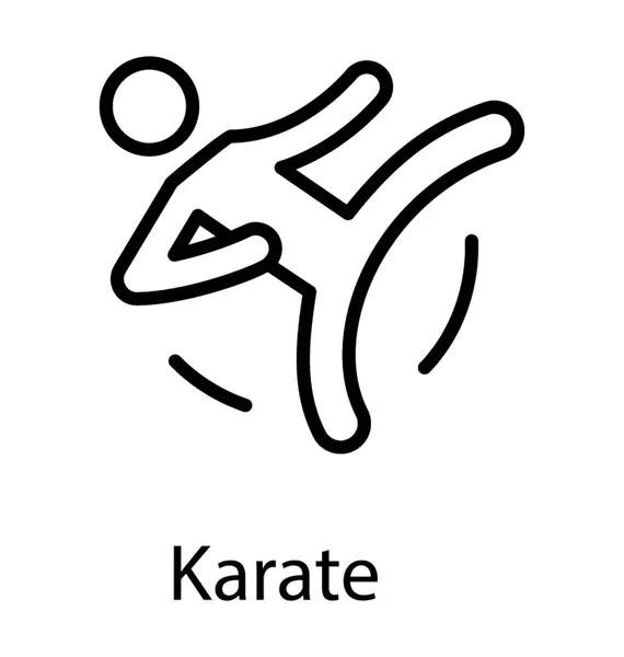 Karateka Perfurando Chutando Fazendo Sentido Para Ícone Karatê — Vetor de Stock