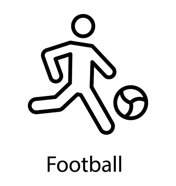 Eine Lauffigur Die Gestikulierend Den Ball Zur Fußball Ikone Kickt — Stockvektor