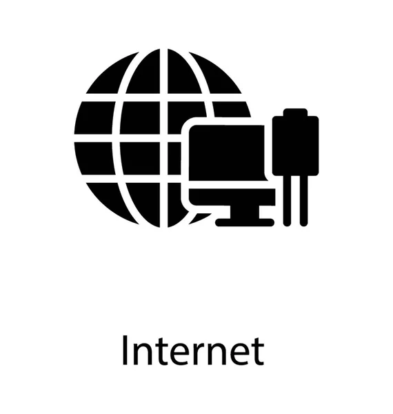 Écran Bureau Avec Globe Offrant Icône Pour Internet — Image vectorielle