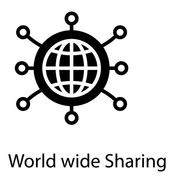 Globus Mit Knotenpunkten Die Idee Eines Weltweiten Sharing Symbols Geben — Stockvektor