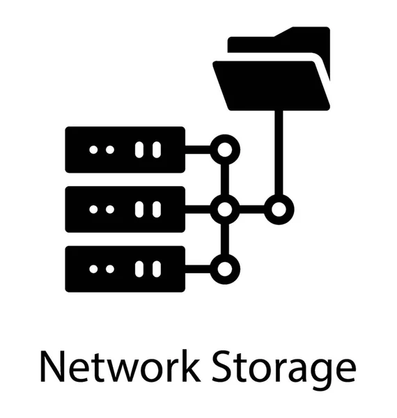 Dispositivos Base Datos Una Red Compartiendo Carpeta Mostrando Icono Para — Archivo Imágenes Vectoriales