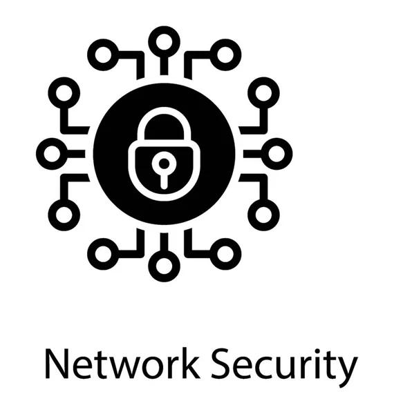 Lock Omsloten Door Knooppunten Weergegeven Pictogram Voor Netwerkbeveiliging — Stockvector