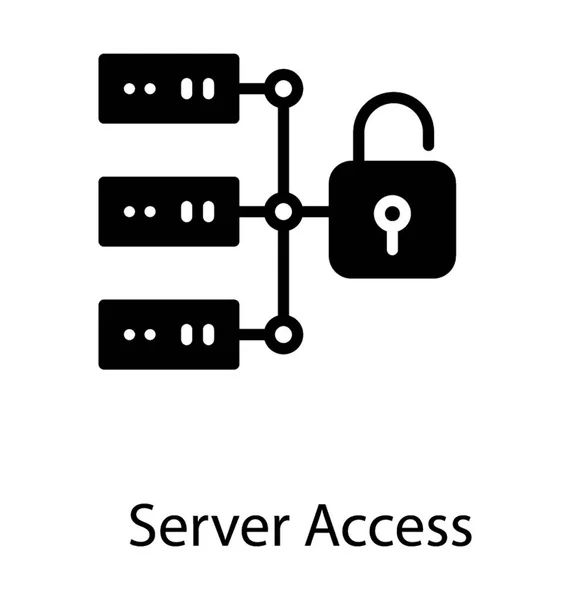 Datenbank Mit Schloss Symbol Macht Symbol Für Serverzugriff — Stockvektor
