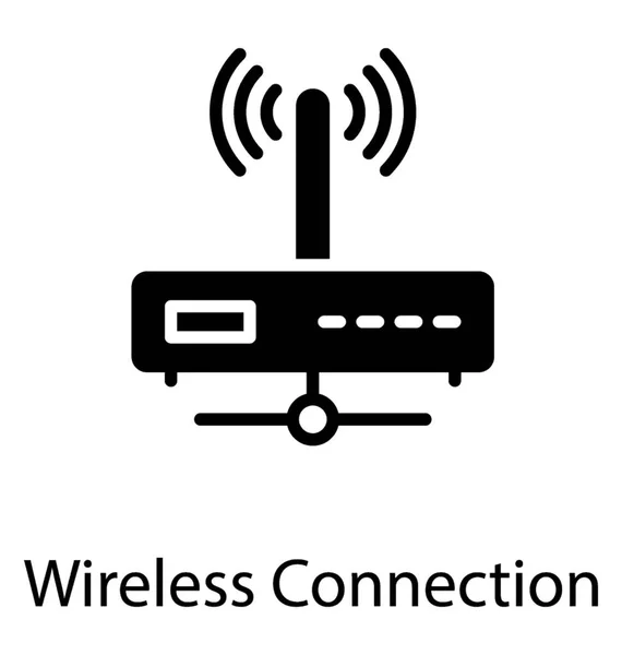 具有无线连接特性的天线和信号的互联网调制解调器 — 图库矢量图片