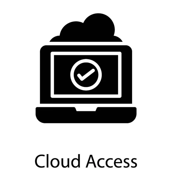 Οθόνη Φορητού Υπολογιστή Σύμβολο Διόρθωσης Ένα Σύννεφο Σύννεφο Εικονίδιο Access — Διανυσματικό Αρχείο