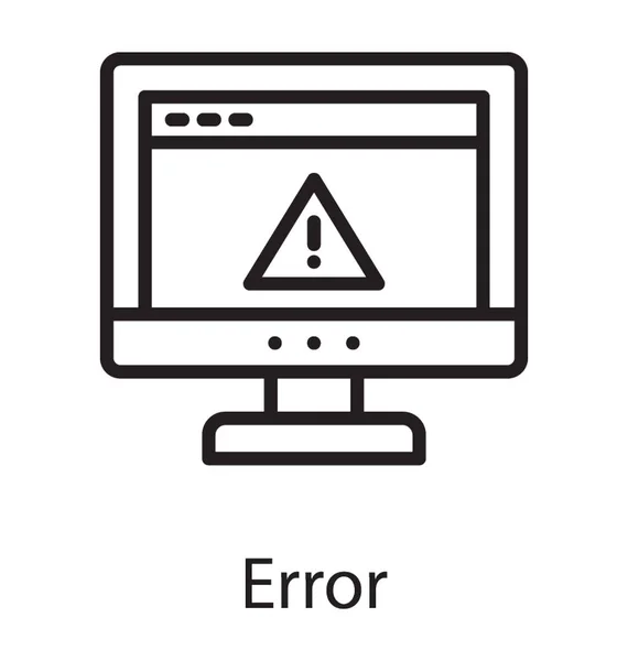 带有包含感叹号三角形符号的网站布局的笔记本电脑屏幕显示错误概念 — 图库矢量图片