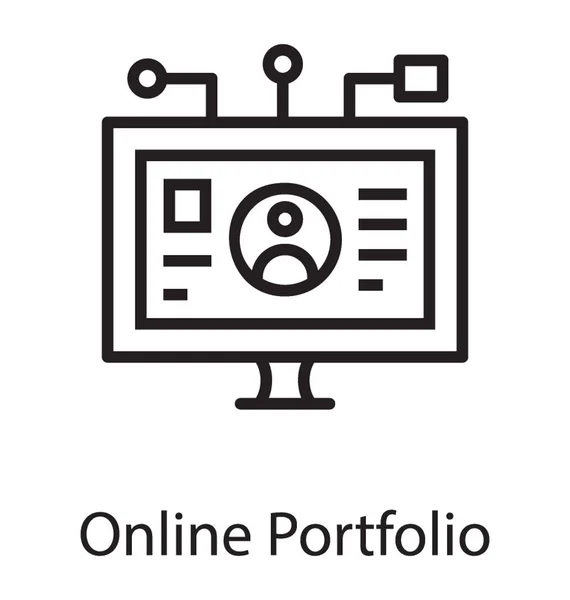 Bir Profili Online Portföy Kavramı Holding Sahip Dizüstü Bilgisayar Monitörü — Stok Vektör