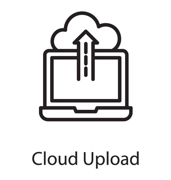 Laptop Mit Pfeilzeichen Richtung Wolke Macht Symbol Für Cloud Upload — Stockvektor