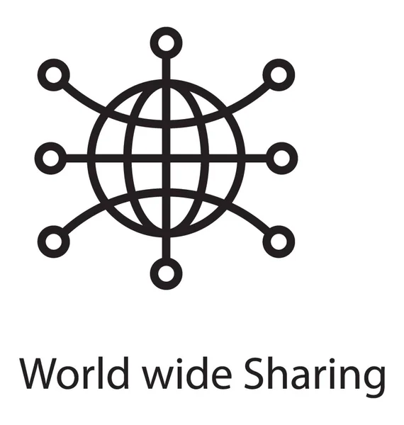 Globus Mit Knotenpunkten Die Idee Eines Weltweiten Sharing Symbols Geben — Stockvektor