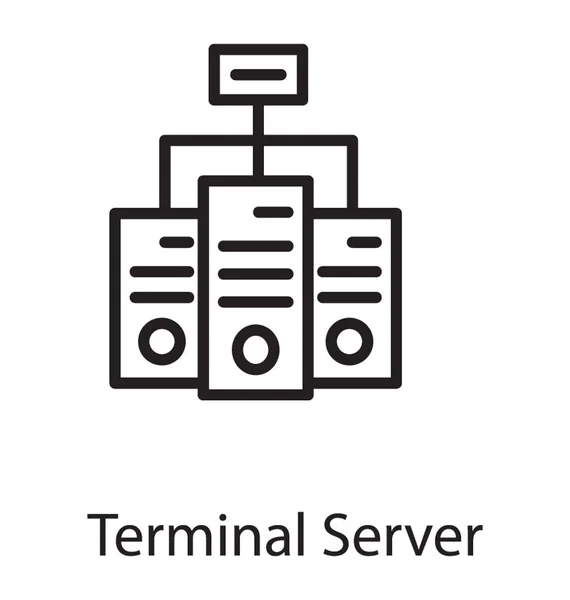 Cpus Einem Netzwerk Das Icon Für Terminal Server Macht — Stockvektor