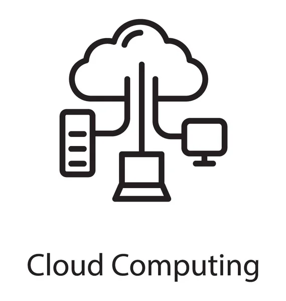 Ordinateur Attaché Concept Cloud Holding Cloud Computing — Image vectorielle