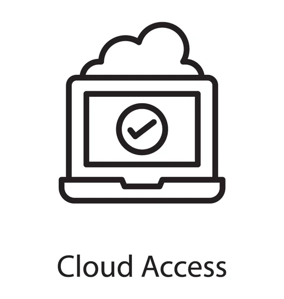 Οθόνη Φορητού Υπολογιστή Σύμβολο Διόρθωσης Ένα Σύννεφο Σύννεφο Εικονίδιο Access — Διανυσματικό Αρχείο