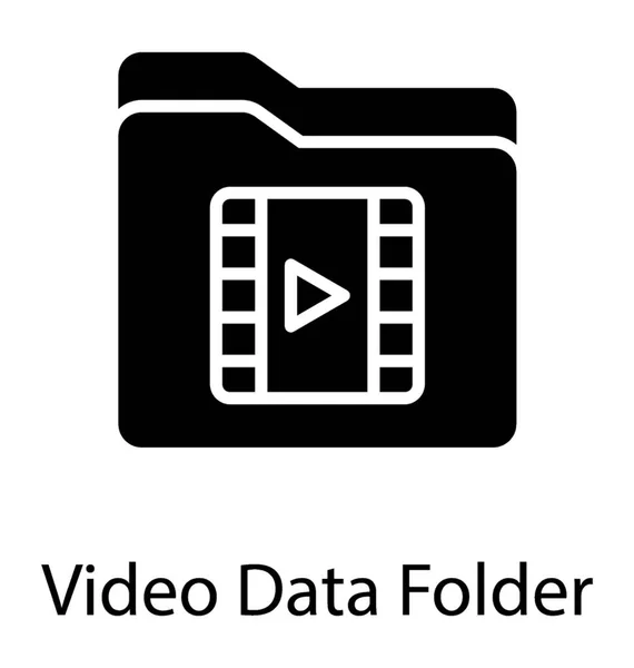 Filmstreifen Mit Abspielzeichen Ordner Videoordner Vektorsymbol — Stockvektor