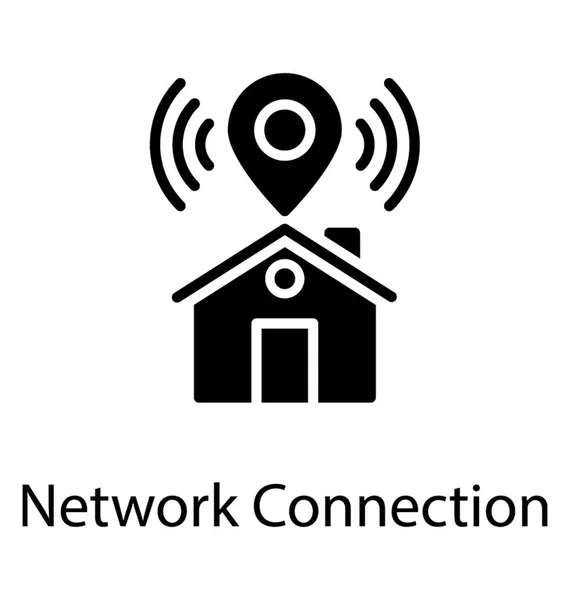 Signaux Wifi Sur Une Maison Avec Signaux Icône Vectorielle Localisation — Image vectorielle