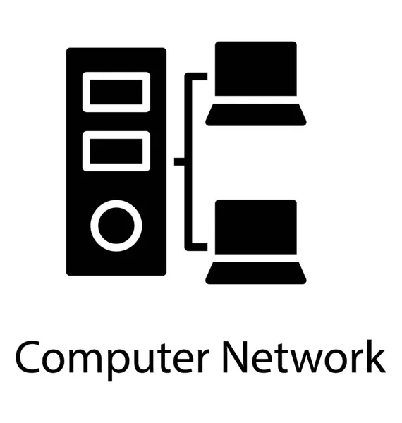 Mehrere Mit Dem Server Verbundene Computerbildschirme Computernetzwerk Symbol — Stockvektor