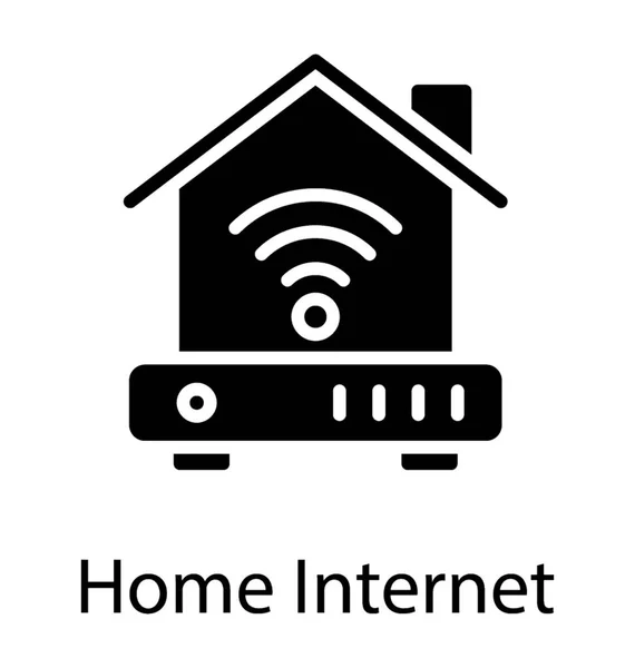 Modem Internet Dentro Casa Com Sinais Wifi Ícone Internet Casa —  Vetores de Stock