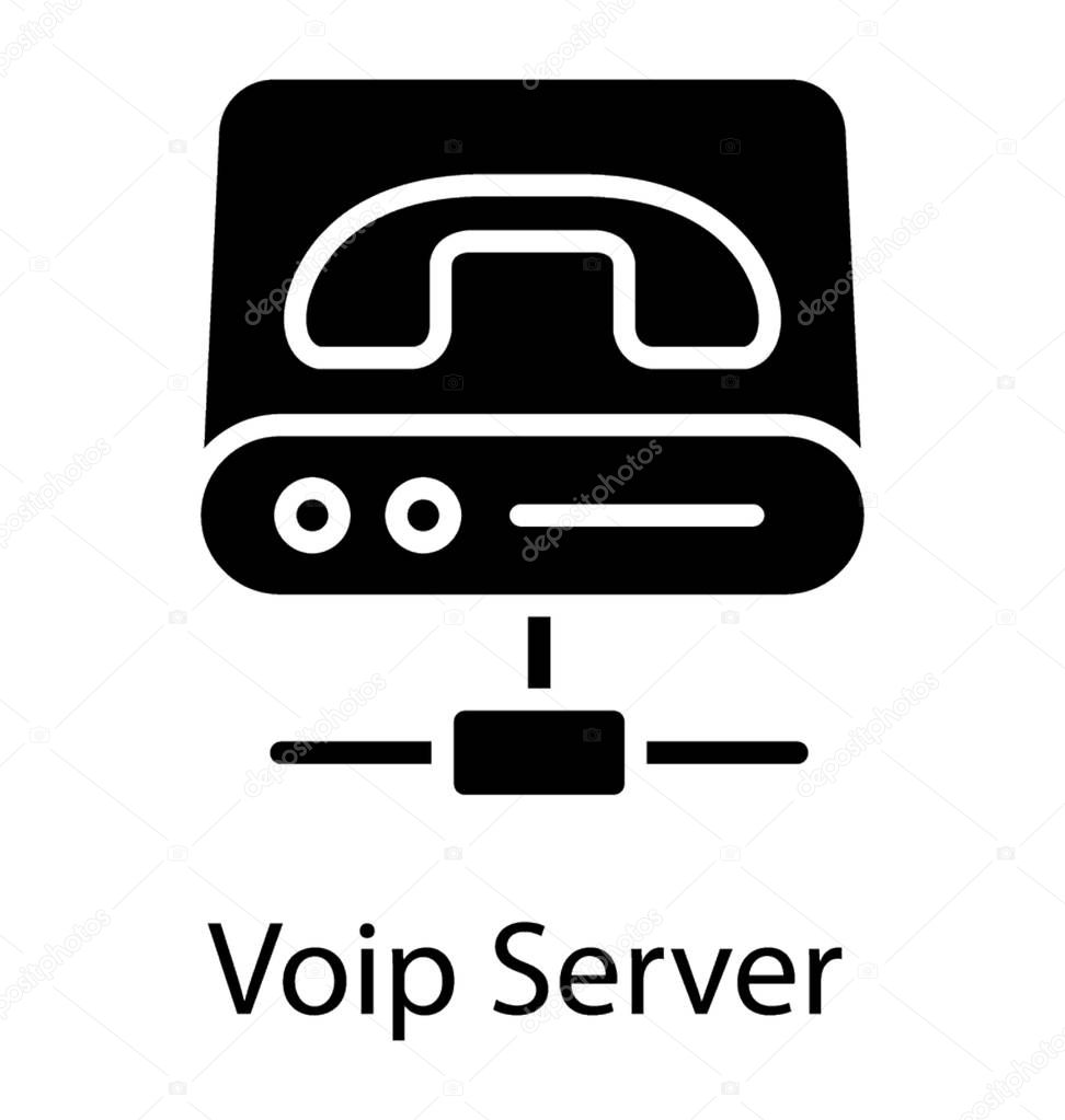 A glyph icon design of voip server 