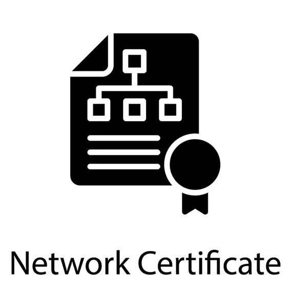 Certification Badge Paper Sheet Having Computer Network Print Network Certificate — Stock Vector