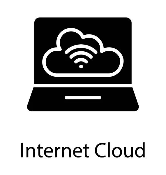 Computación Nube Con Señales Wifi Concepto Icono Nube Internet — Vector de stock