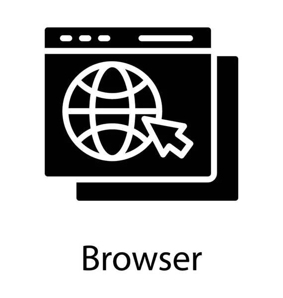 具有地球仪网格和鼠标光标的网页是互联网浏览器 — 图库矢量图片