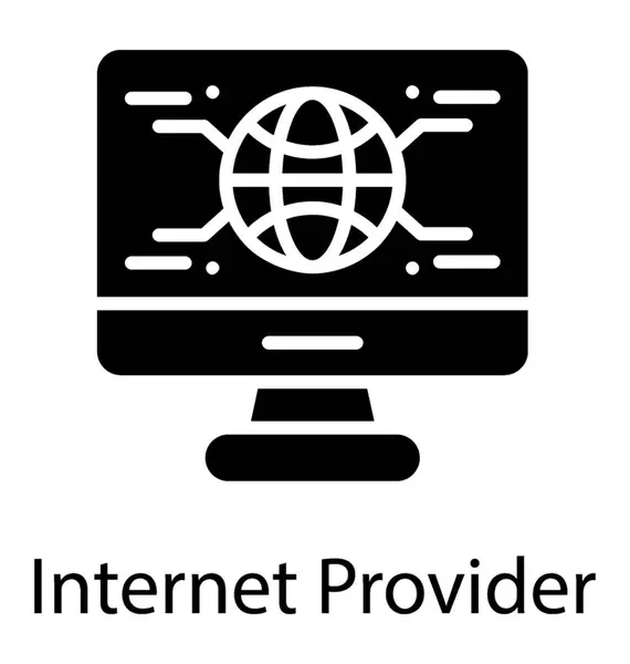 Computerbildschirm Der Einen Gitterglobus Mit Dem Symbol Der Internetverbindung Zeigt — Stockvektor