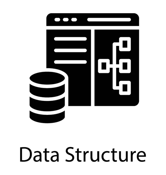 Esquema Base Datos Relacional Sitio Web Diseño Glifos — Vector de stock