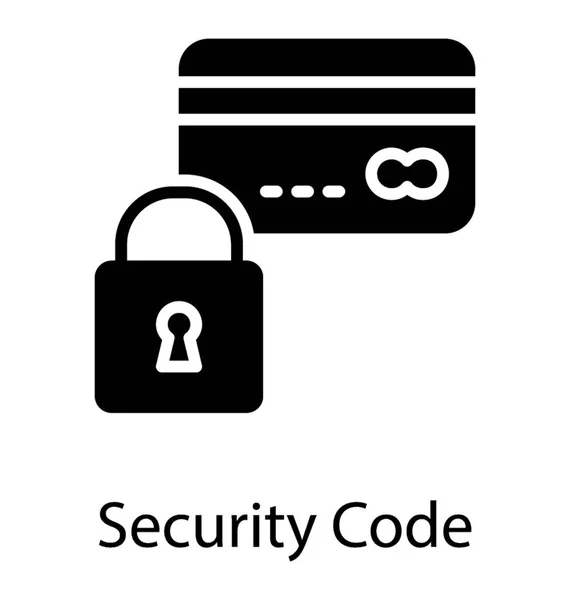 Candado Con Tarjeta Crédito Que Muestra Concepto Código Seguridad — Vector de stock
