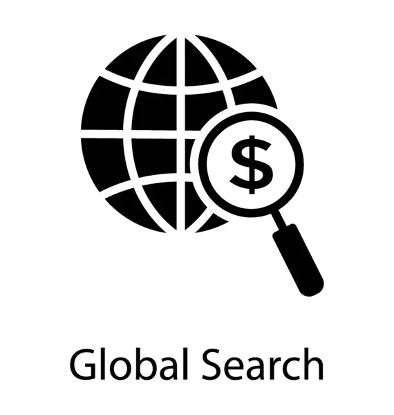 Une Loupe Ayant Dollar Recherche Sur Globe Représentant Recherche Argent — Image vectorielle