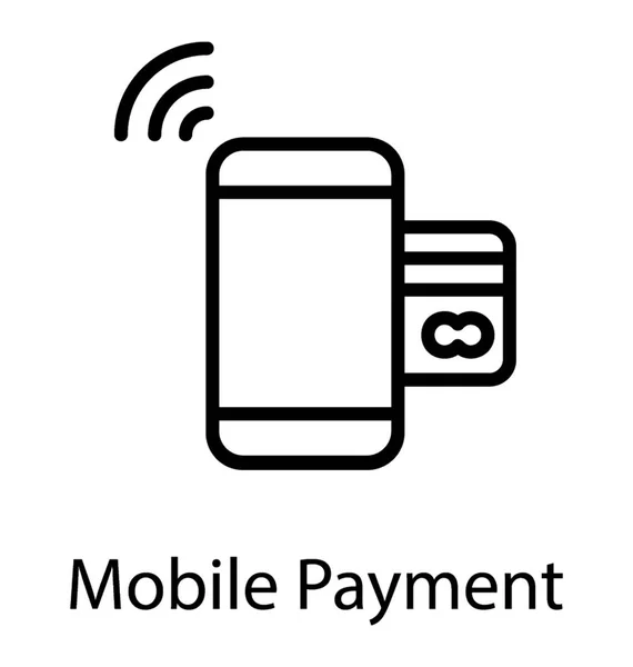 Smartphone Disposant Signaux Wifi Carte Crédit Paiement Mobile — Image vectorielle