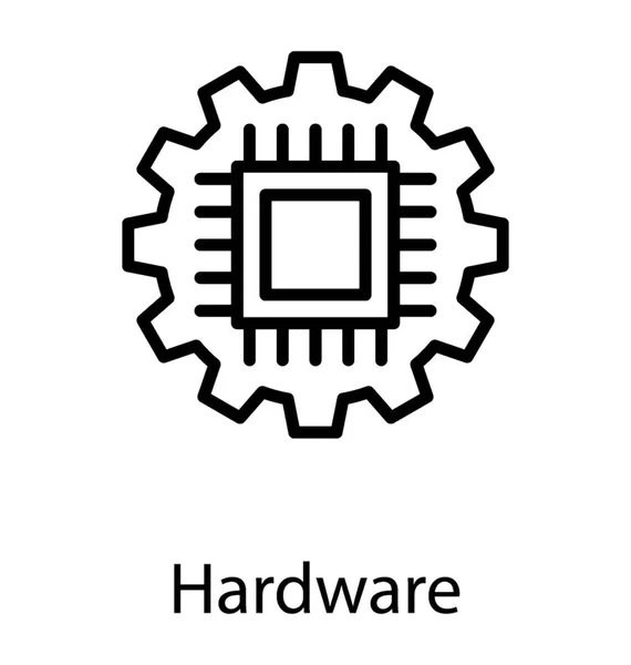 Una Gran Rueda Dentada Alrededor Del Chip Del Procesador Conceptualizando — Vector de stock